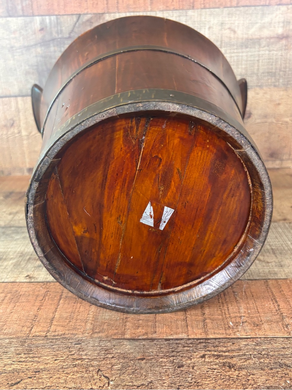 Vintage Chinese Lacquered Rice Bucket With Locking Lid & Handle Home Decor - Picture 10 of 14